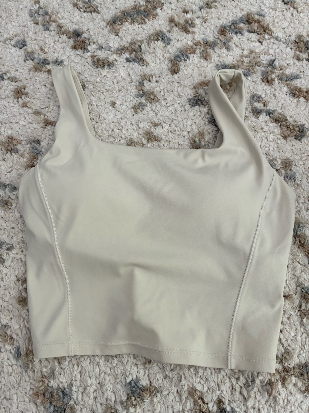 HALARA Cream Square Neck Crop Tank